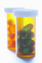 AMBER Pill Vials - Palm & Turn Lids + 10% Snap-On