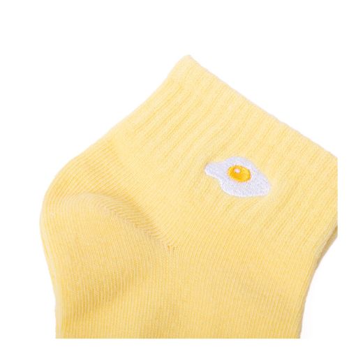 Soft yellow ankle socks with embroidered egg