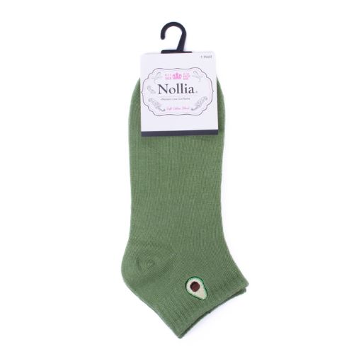 Green ankle socks with embroidered avocado