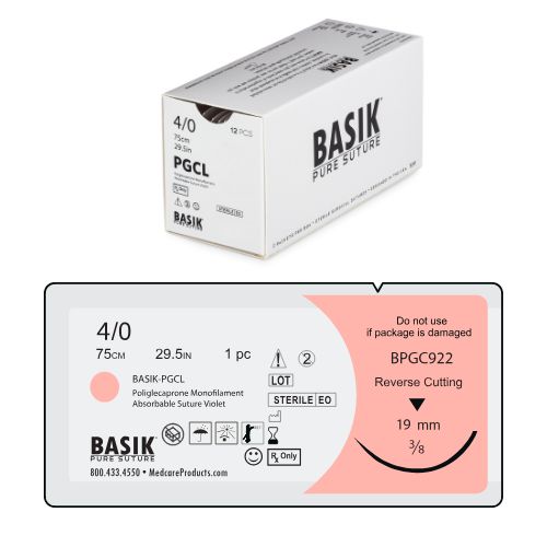 BASIK PGCL Synthetic Absorbable Suture W/Needle - 12/box