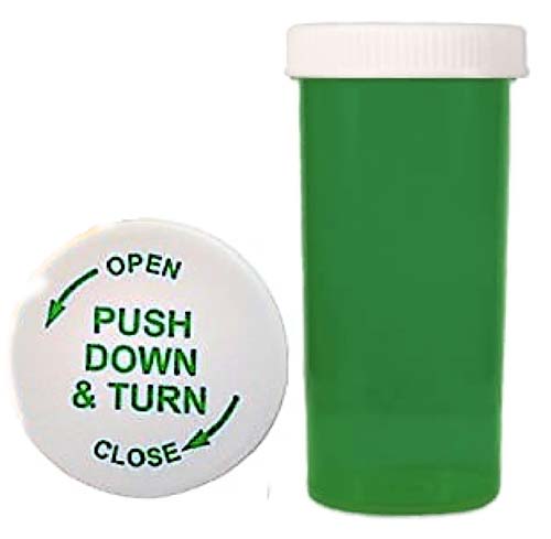 Pill Vials With Child Resistant Caps Green