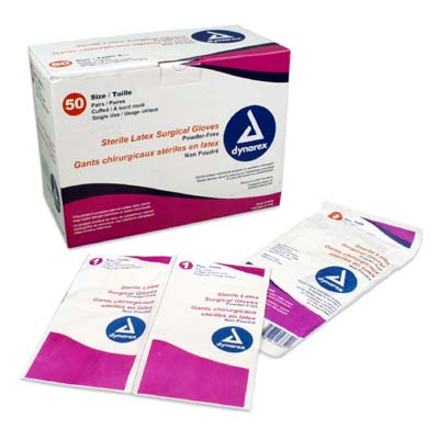 Dynarex Surgeons Gloves - 50 pairs per a box Powder Free Lat