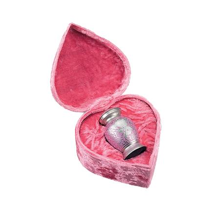 cremation urn solid brass pink and rose color engraving